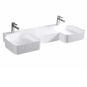 Раковина для мытья рук с квадратной столешницей из смолы с каменным креплением для ванной комнаты