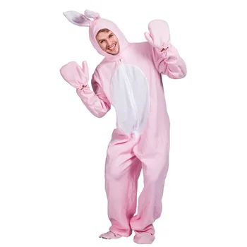 Розовый костюм кролика для взрослых на Хэллоуин, карнавал, Пасхальное представление, костюм кролика для косплея