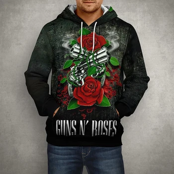 Рок-группа Guns N Roses Толстовки Мужчины Женщины GNR 3D Принт Толстовки С Капюшоном Крутая Модная Уличная Одежда Хип-Хоп Пуловер Пальто Одежда