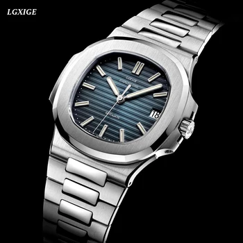 Роскошные мужские автоматические механические спортивные часы LGXIGE от ведущего бренда, мужские наручные часы AAA со светящейся ручкой из военной стали.