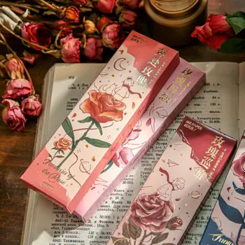 Серия Rose Fantasy Бумажные закладки в штучной упаковке, Позолоченный Романтический маркер для разбивки на страницы, Бумажная карточка, Маркер для страниц книги, Стационарный