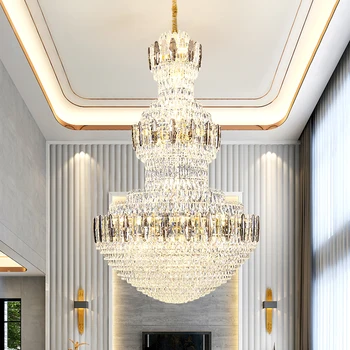 Современное роскошное светодиодное освещение K9 Crystal для гостиной, Большая Люстра, Золотые Светильники, декоративные Подвесные светильники в вестибюле отеля