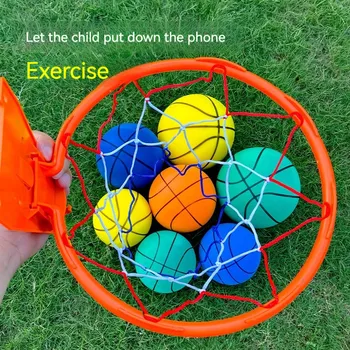 Спортивные Надувные мячи для бесшумного баскетбола в помещении Высокой плотности Для детей и взрослых Мяч из вспененного материала Для тренировок Бесплатная Переносная сетка