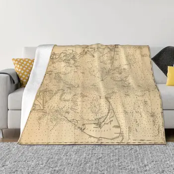 Старая карта Нантакета и Кейп-Код (1894) Винтажная карта побережья Массачусетса, набросьте одеяло, тяжелое одеяло для сна, походное одеяло