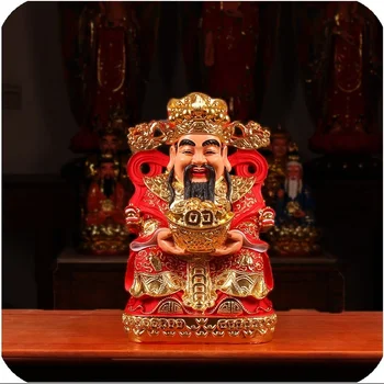Статуя Будды Бога богатства Смола Джек Перселл Слиток Красная Одежда Слиток Домашнее Поклонение Статуя Бога Богатства Украшения