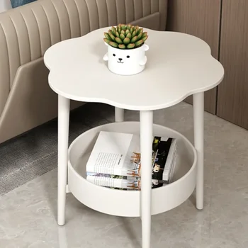 Столик для хранения Диван-боковая тумба Стол в кремовом стиле для гостиной, мобильная прикроватная тумбочка, маленький журнальный столик для интернет-знаменитостей