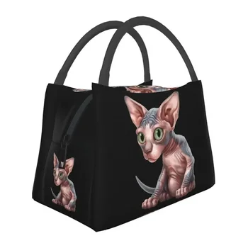 Термоизолированная сумка для ланча Shpynx Cat, женская сумка для ланча с милым котенком, сменная сумка для ланча для пикника на открытом воздухе, коробка для еды