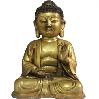 Тибетское медно-бронзовое позолоченное сиденье, статуя Будды Шакьямуни Татхагата Шакьямуни