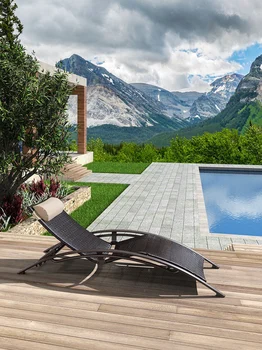 Уличная ротанговая кровать, ротанговая кровать для отдыха, водонепроницаемый солнцезащитный крем, шезлонг для бассейна, сад, вилла, пляжный стул во дворе
