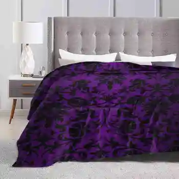 Фиолетовый И Черный Дамасский Узор Дизайн Новый Принт Новинка Мода Мягкое Теплое Одеяло Фиолетовый И Черный Дамасский Узор Абстрактный Цветочный