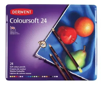 Цветные карандаши Derwent Colorsoft, 24 упаковки (0701027), Высококачественные художественные карандаши для начинающих художников и рукодельниц, яркого цвета