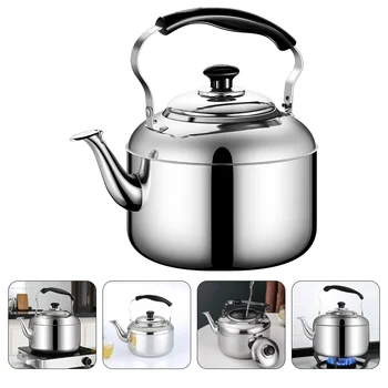 Чайник со свистком, чайник для кипячения воды, чайник для приготовления чая на плите, чайник с плоским дном, чайник из нержавеющей стали (6 л)