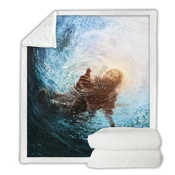 Шерстяное одеяло Jesus Cozy Премиум-класса с 3D принтом по всей поверхности, шерп-одеяло на кровать Домашний текстиль 02