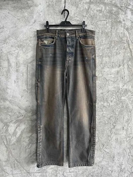 мужские винтажные потертые джинсы cargo carpenter с боковой пуговицей